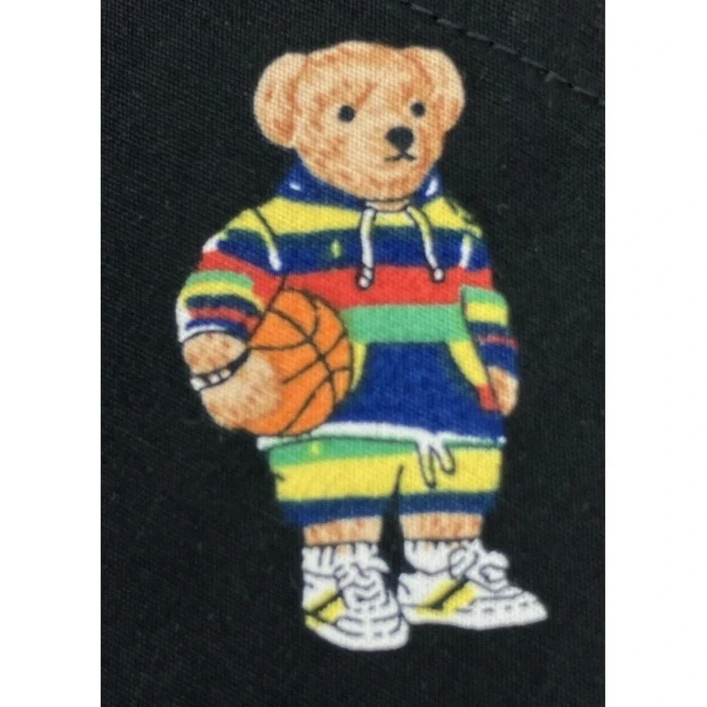 Polo Ralph Lauren Basketball Bear Logo 100% Cotton Black Boxers Men's Large NEW